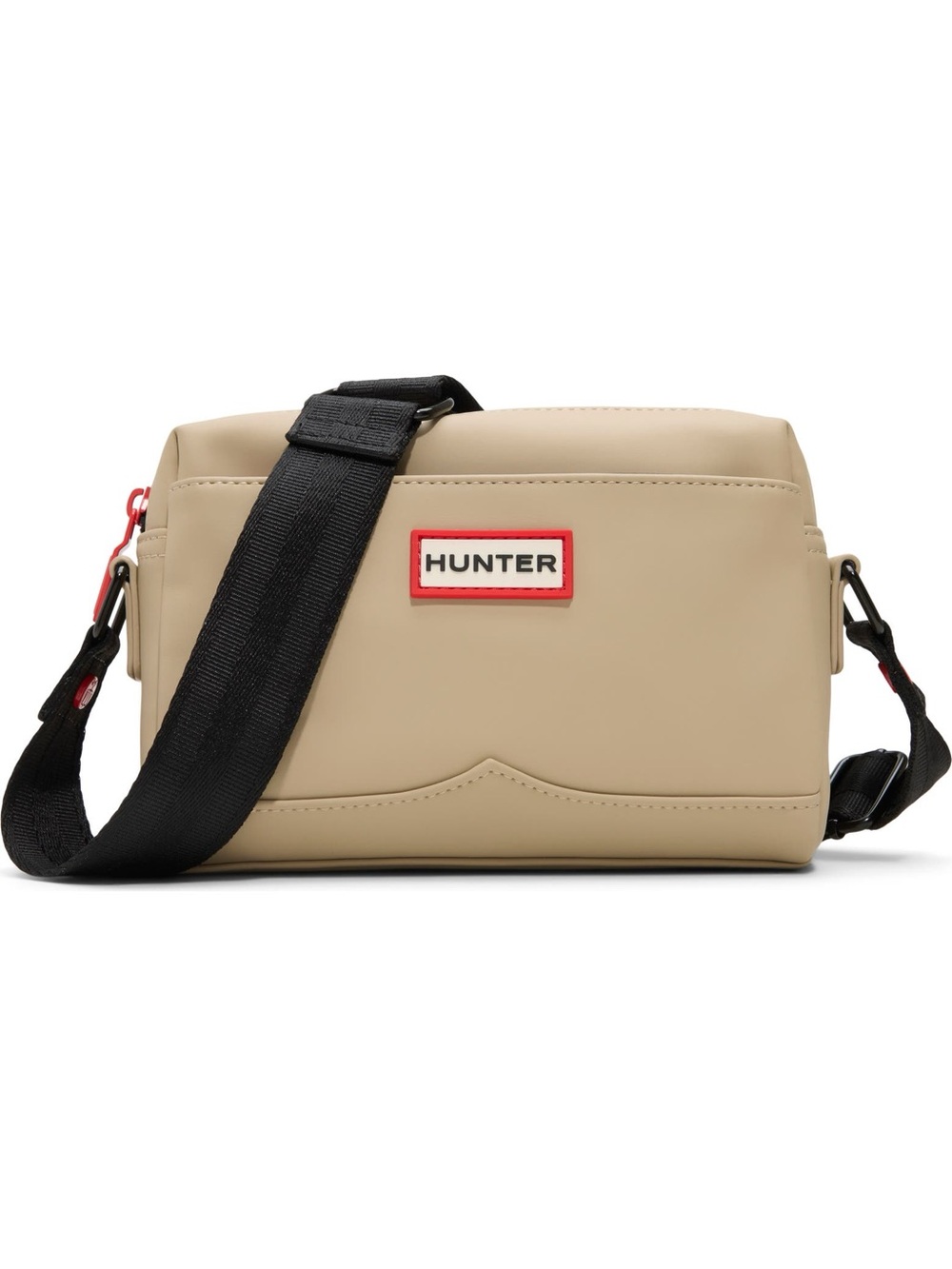 Hunter Beige Crossbody Bag with Black Strap